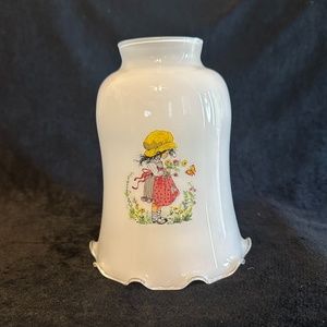 Vintage Holly Hobbie Opeal White Glass Lamp Shade